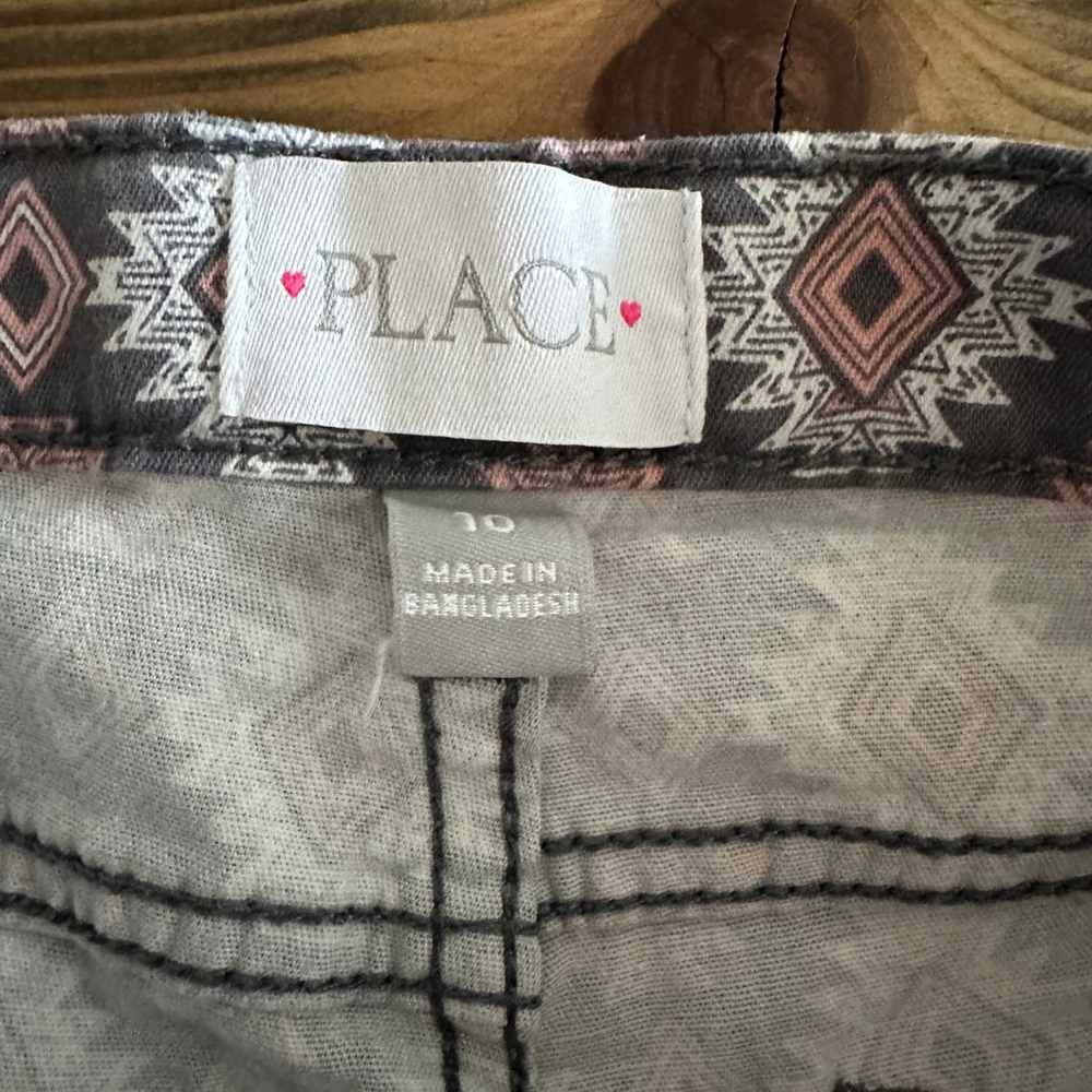 The Children's Place Girls Southwestern Print Jeans Size 10 Gray Pink Boho - Picture 2 of 5